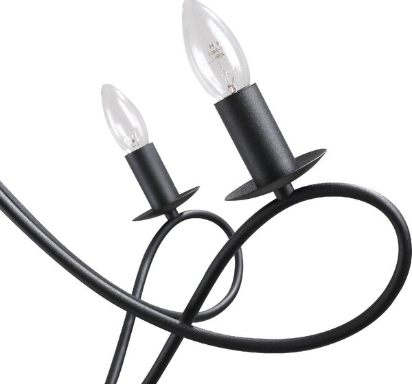 DecHome Lampadario Design Vintage Rustico a Soffitto con 5 Candelieri in Acciaio colore Nero