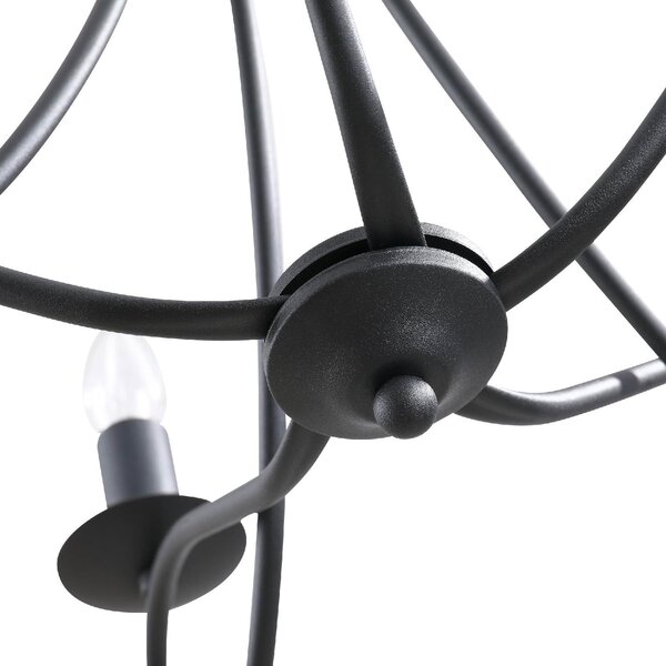 DecHome Lampadario Design Vintage Rustico a Soffitto con 5 Candelieri in Acciaio colore Nero