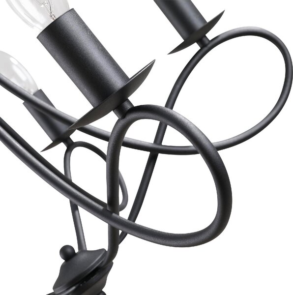 DecHome Lampadario Design Vintage Rustico a Soffitto con 5 Candelieri in Acciaio colore Nero