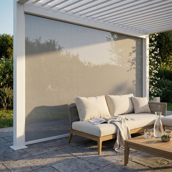 VivaGarden Laterale Manuale 4m in Textilene/Zanzariera per Pergola Bioclimatica colore Bianco