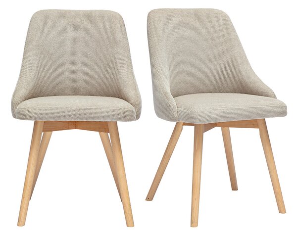 Sedie scandinave in tessuto ciniglia beige e legno chiaro (set di 2) HASTA