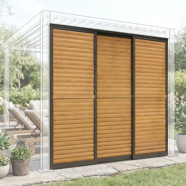 VivaGarden Laterale Scorrevole per Pergola Bioclimatica con Lamelle Orientabili 270 x 238 cm colore Marrone - GA802146-MRNE