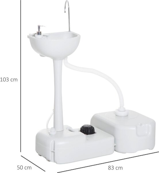 VivaGarden Lavabo da Esterno Portatile 2 Ruote Serbatoio Di Recupero e Serbatoio Di Acqua
