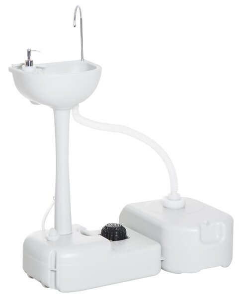 VivaGarden Lavabo da Esterno Portatile 2 Ruote Serbatoio Di Recupero e Serbatoio Di Acqua