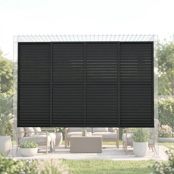 VivaGarden Laterale Scorrevole per Pergola Bioclimatica con Lamelle Orientabili 370 x 238 cm colore Antracite - GA802147-DGRE