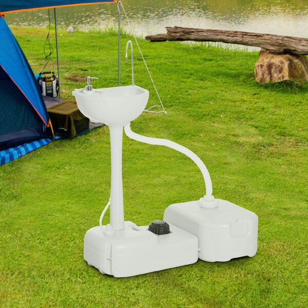 VivaGarden Lavabo da Esterno Portatile 2 Ruote Serbatoio Di Recupero e Serbatoio Di Acqua