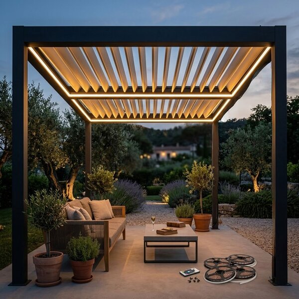 VivaGarden Led per Pergola Bioclimatica con Luce Calda 4 Strisce 3x4 - GA802126