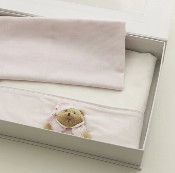 NANAN Lenzuola Lettino Mini Me Neonato Set Letto Federa + Sopra + Sotto colore Rosa - Puccio