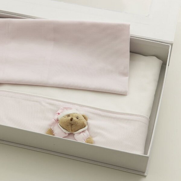 NANAN Lenzuola Lettino Neonato Set in Cotone Federa + Sopra + Sotto con Angoli colore Rosa - Puccio Sei la Mia Stella