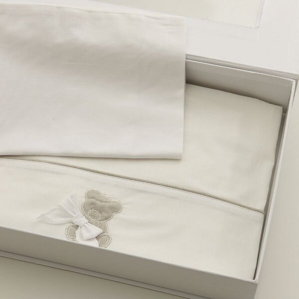 NANAN Lenzuola Lettino Neonato Set Letto Federa + Sopra + Sotto con Angoli colore Bianco - Coccolo