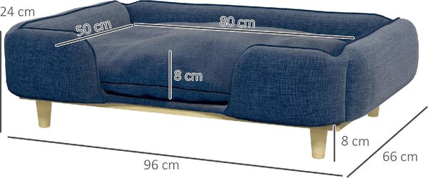 AllMyPets Lettino per Cani Grandi fino 30 kg da Interno con Cuscino Rimovibile 96x66x24 cm colore Blu - K662DB
