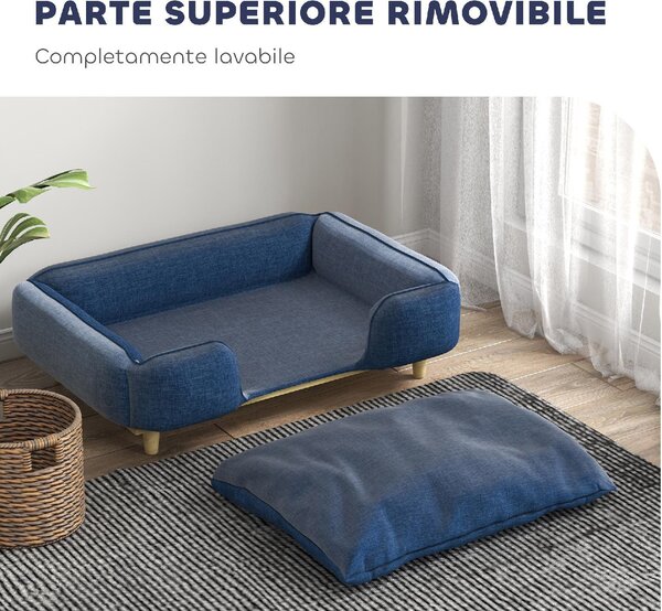 AllMyPets Lettino per Cani Grandi fino 30 kg da Interno con Cuscino Rimovibile 96x66x24 cm colore Blu - K662DB