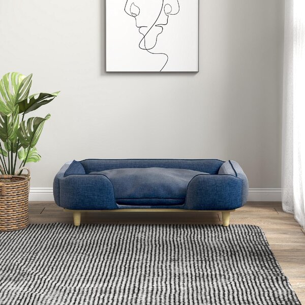 AllMyPets Lettino per Cani Grandi fino 30 kg da Interno con Cuscino Rimovibile 96x66x24 cm colore Blu - K662DB
