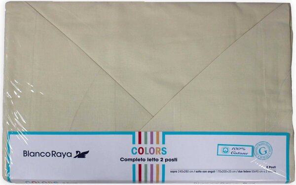 Blanco Raya Lenzuola Singole Completo Letto 100% Cotone Set: Lenzuolo Sopra 150x280 cm / Lenzuolo con Angoli 90x200 cm / 1 Federa colore Crema - Co