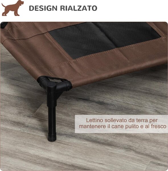 AllMyPets Lettino per Cani Rialzato con Seduta Traspirante in Acciaio e Tessuto 61x46x18 cm colore Nero/Caff - 13R7CF