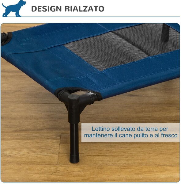 AllMyPets Lettino per Cani Rialzato con Seduta Traspirante in Acciaio e Tessuto 61x46x18 cm colore Blu - 67Q7DB
