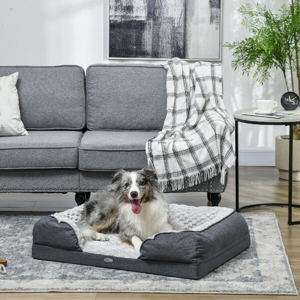 AllMyPets Lettino per Cani Taglia Media Imbottito con Cuscino Rimovibile Lavabile 90x69x21 cm colore Grigio Carbone - CGA587F