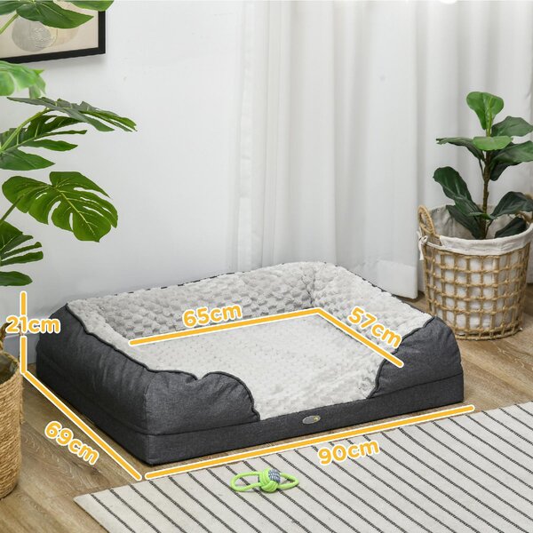 AllMyPets Lettino per Cani Taglia Media Imbottito con Cuscino Rimovibile Lavabile 90x69x21 cm colore Grigio Carbone - CGA587F