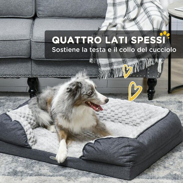 AllMyPets Lettino per Cani Taglia Media Imbottito con Cuscino Rimovibile Lavabile 90x69x21 cm colore Grigio Carbone - CGA587F