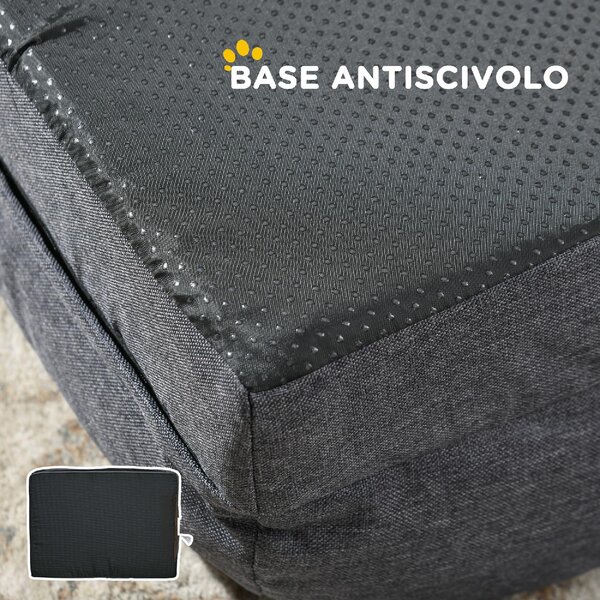AllMyPets Lettino per Cani Taglia Media Imbottito con Cuscino Rimovibile Lavabile 90x69x21 cm colore Grigio Carbone - CGA587F