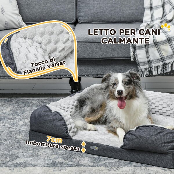 AllMyPets Lettino per Cani Taglia Media Imbottito con Cuscino Rimovibile Lavabile 90x69x21 cm colore Grigio Carbone - CGA587F