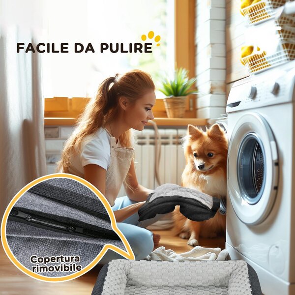 AllMyPets Lettino per Cani Taglia Media Imbottito con Cuscino Rimovibile Lavabile 90x69x21 cm colore Grigio Carbone - CGA587F