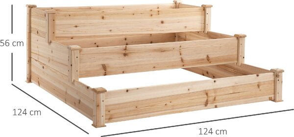 VivaGarden Lettino per Orto Rialzato 3 Livelli Fioriera in Legno per Piante - D45451
