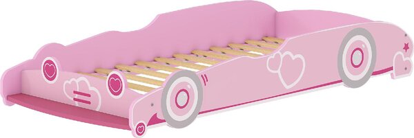 DecHome Letto per Bambini 3-5 Anni a Forma di Macchina con Sponde Laterali Anticaduta 140x70 cm colore Rosa