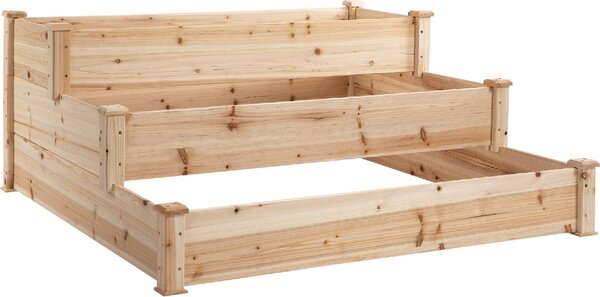 VivaGarden Lettino per Orto Rialzato 3 Livelli Fioriera in Legno per Piante - D45451