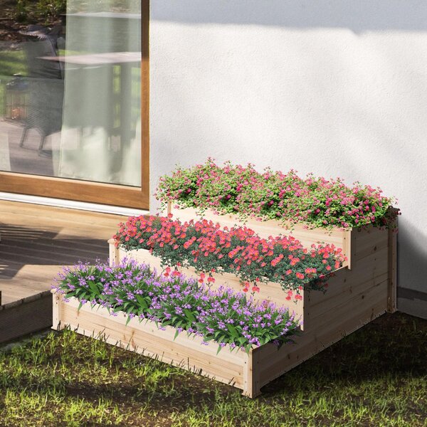 VivaGarden Lettino per Orto Rialzato 3 Livelli Fioriera in Legno per Piante - D45451