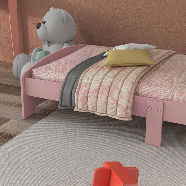 DecHome Letto per Bambini 3-6 Anni con Sponde Laterali Anticaduta 140x70 cm Fantasia con Animali colore Rosa