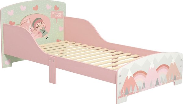 DecHome Letto per Bambini 3-6 Anni con Sponde Laterali Anticaduta 140x70 cm Fantasia con Animali colore Rosa