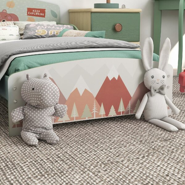DecHome Letto per Bambini 3-6 Anni con Sponde Laterali Anticaduta 140x70 cm Fantasia con Animali colore Verde