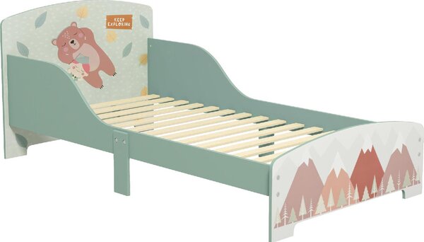 DecHome Letto per Bambini 3-6 Anni con Sponde Laterali Anticaduta 140x70 cm Fantasia con Animali colore Verde