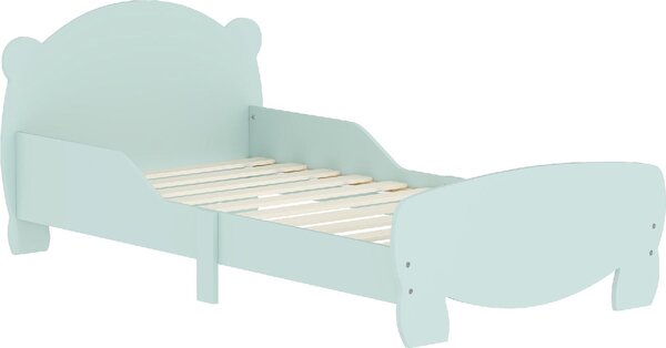 DecHome Letto per Bambini 3-6 Anni con Sponde Laterali Anticaduta 143.5x80x55 cm Testiera e Pediera a Orso colore Verde