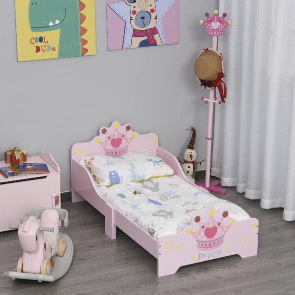 DecHome Letto per Bambini 3-6 anni con Sponde Laterali Anticaduta 143x73x60 cm 6 Gambe in Legno colore Rosa