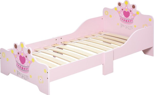 DecHome Letto per Bambini 3-6 anni con Sponde Laterali Anticaduta 143x73x60 cm 6 Gambe in Legno colore Rosa