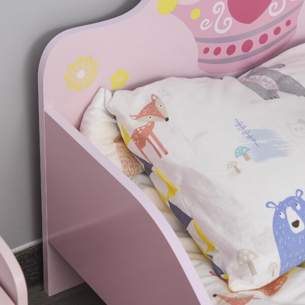 DecHome Letto per Bambini 3-6 anni con Sponde Laterali Anticaduta 143x73x60 cm 6 Gambe in Legno colore Rosa