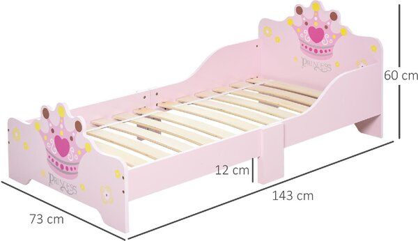 DecHome Letto per Bambini 3-6 anni con Sponde Laterali Anticaduta 143x73x60 cm 6 Gambe in Legno colore Rosa