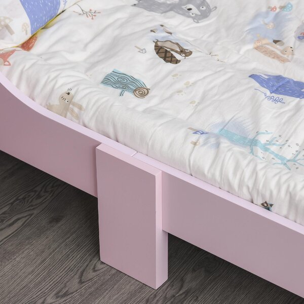 DecHome Letto per Bambini 3-6 anni con Sponde Laterali Anticaduta 143x73x60 cm 6 Gambe in Legno colore Rosa