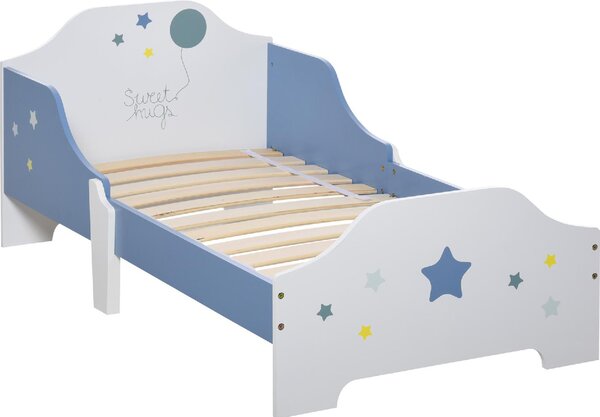 DecHome Letto per Bambini 3-6 Anni con Sponde Laterali Anticaduta 143x74x59 cm colore Blu e Bianco