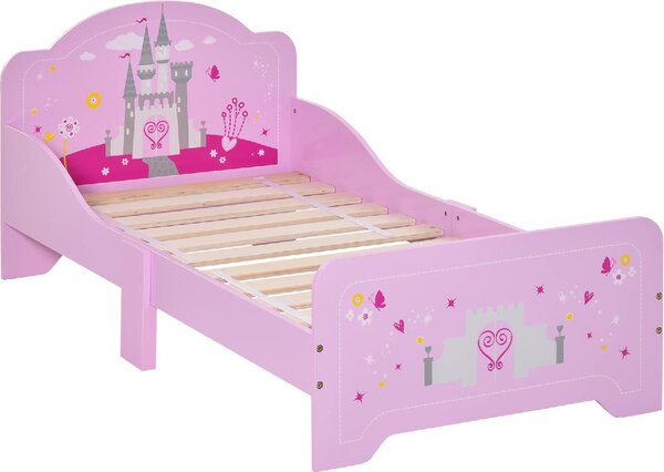 DecHome Letto per Bambini 3-6 anni con Sponde Laterali Anticaduta 143x73x60 cm in Legno colore Rosa