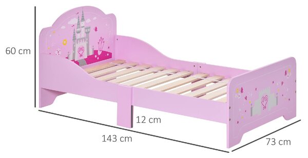 DecHome Letto per Bambini 3-6 anni con Sponde Laterali Anticaduta 143x73x60 cm in Legno colore Rosa