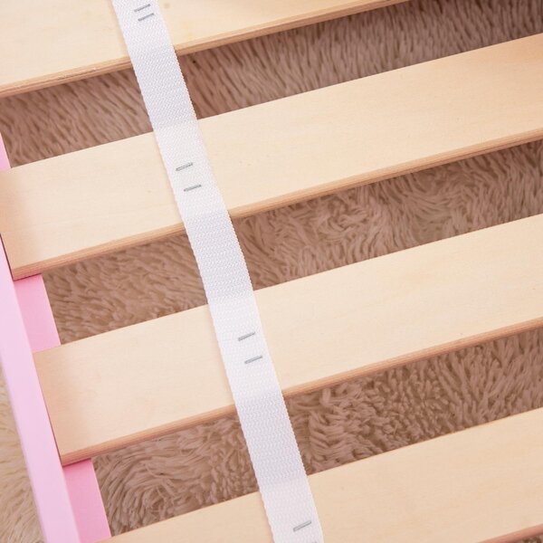 DecHome Letto per Bambini 3-6 Anni con Sponde Laterali Anticaduta 143x74x59 cm Fantasia a Fiocchi e Cuori colore Rosa