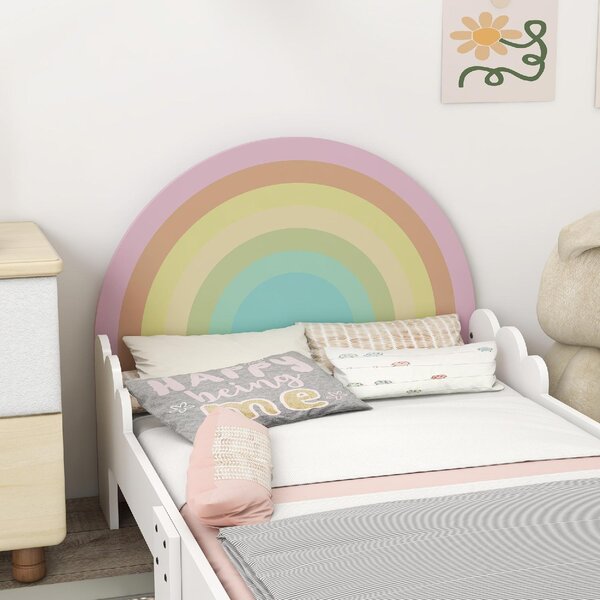 DecHome Letto per Bambini 3-6 Anni con Sponde Laterali Anticaduta 143x74x66 cm colore Bianco e Rosa