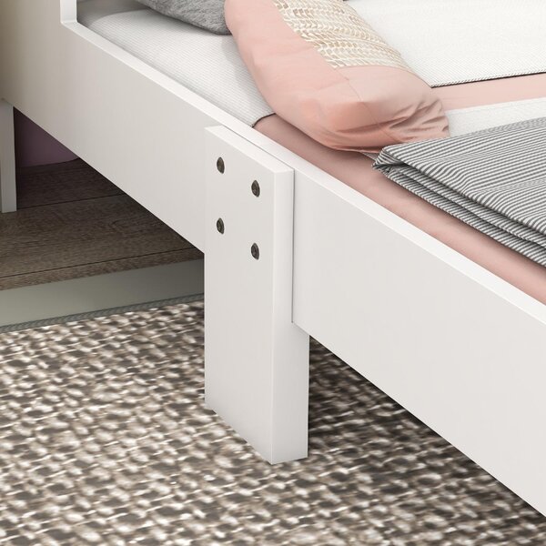DecHome Letto per Bambini 3-6 Anni con Sponde Laterali Anticaduta 143x74x66 cm colore Bianco e Rosa