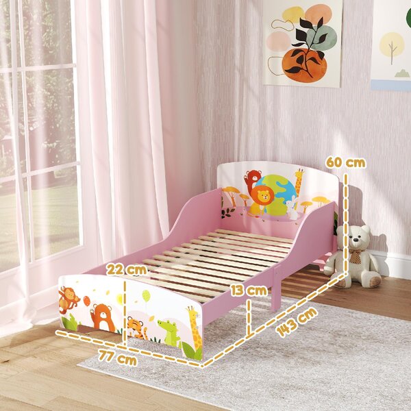 DecHome Letto per Bambini 3-6 Anni con Sponde Laterali Anticaduta 143x77x60 cm in Legno colore Rosa