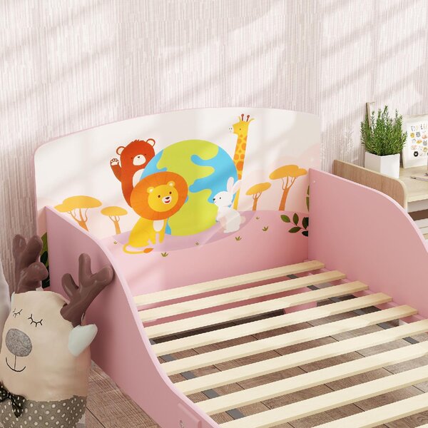 DecHome Letto per Bambini 3-6 Anni con Sponde Laterali Anticaduta 143x77x60 cm in Legno colore Rosa