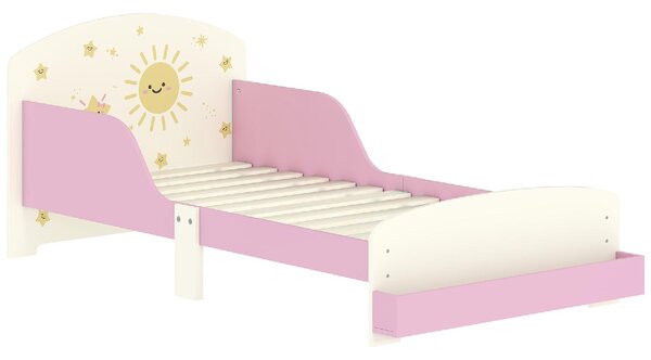 DecHome Letto per Bambini 3-8 Anni con Sponde Laterali Anticaduta e Contenitore 150x77x60 cm colore Rosa