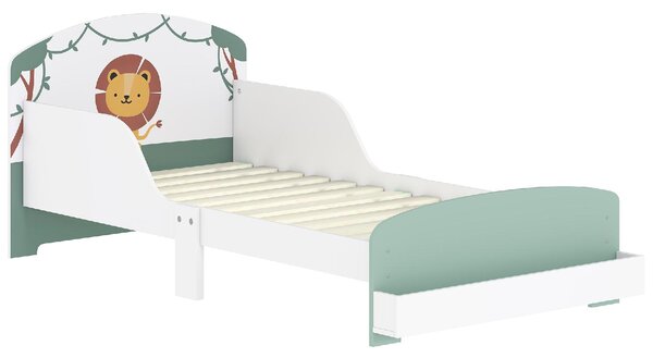 DecHome Letto per Bambini 3-8 Anni con Sponde Laterali Anticaduta e Contenitore 150x77x60 cm colore Verde